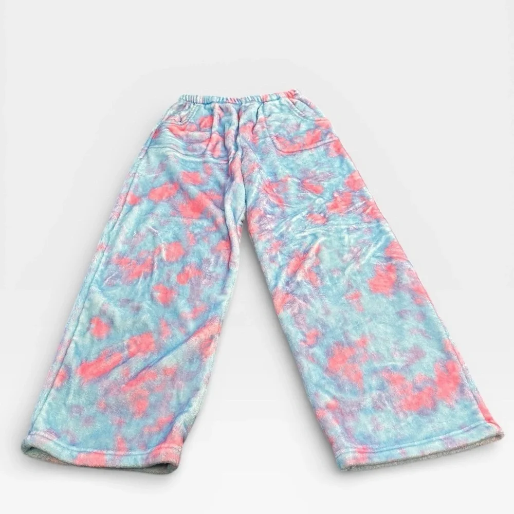 iscream Girls Plush Pink and Blue tie dye Pajama Pants